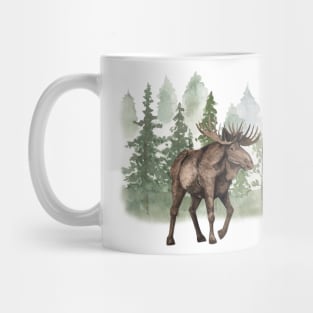 Watercolor Moose walking Mug